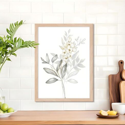 Framed Boho Eucalyptus Wall Art 2Pcs,Sage Green Plant and Flower in Glass Vase Canvas Prints, Minimalist Botanical Painting Picture, Nature Poster Artwork for Living Room,Bathroom, Kitchen Wall Decor 16X24IN in Saudi Arabia