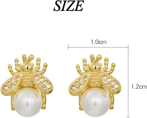 Gold Honeybee Stud Earrings Cute Bumble Bee Pearl Studs Earrings for Women Teen Girls in Kuwait