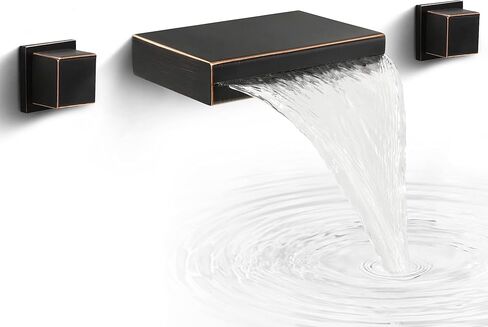Waterfall Faucet Wall Mounted Faucet Bathroom Vessel Faucet 2 Handle Bath Faucet Widespread Vanity Faucet Farmhouse Water Faucet, Matte Black in Saudi Arabia