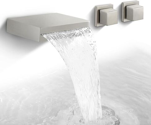 Waterfall Faucet Wall Mounted Faucet Bathroom Vessel Faucet 2 Handle Bath Faucet Widespread Vanity Faucet Farmhouse Water Faucet, Matte Black in Saudi Arabia