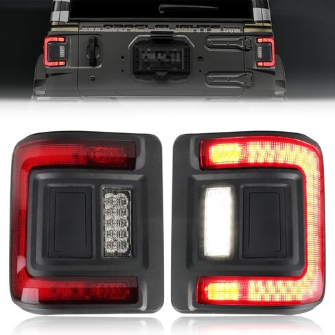 LED Tail Lights Compatible with J-e-e-p JL Wrangler 2018-2022, [Full LED] Driver & Passenger Side, Taillights Rear Lamp Assembly, Red Lens in Saudi Arabia