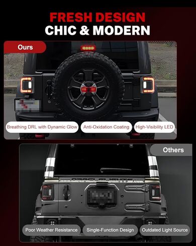 LED Tail Lights Compatible with J-e-e-p JL Wrangler 2018-2022, [Full LED] Driver & Passenger Side, Taillights Rear Lamp Assembly, Red Lens in Saudi Arabia