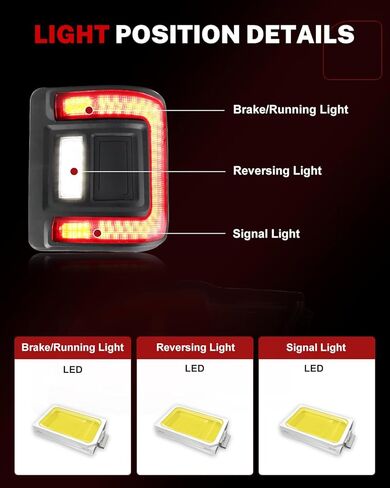LED Tail Lights Compatible with J-e-e-p JL Wrangler 2018-2022, [Full LED] Driver & Passenger Side, Taillights Rear Lamp Assembly, Red Lens in Saudi Arabia