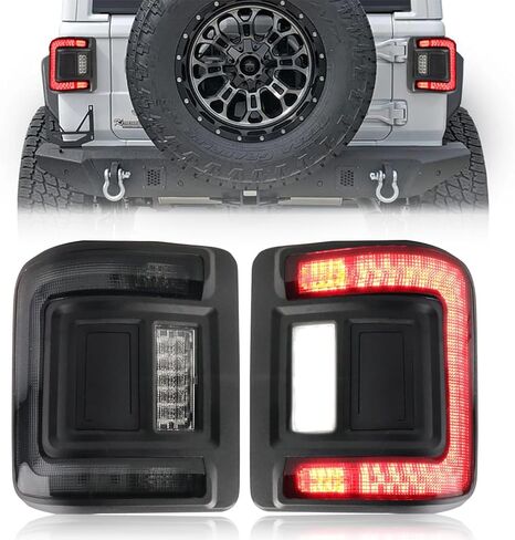 LED Tail Lights Compatible with J-e-e-p JL Wrangler 2018-2022, [Full LED] Driver & Passenger Side, Taillights Rear Lamp Assembly, Red Lens in Saudi Arabia