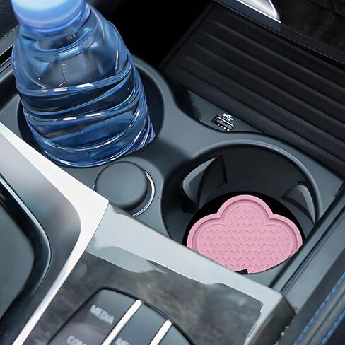 4PCS Car Cup Holder Coaster, Cute Flower Shaped PVC Anti-Slip Vehicle Water Bottle Holder Mat, Blossom Auto Insert Drink Pad for Women Girls, Universal for Most Vehicle (Pink) in Saudi Arabia