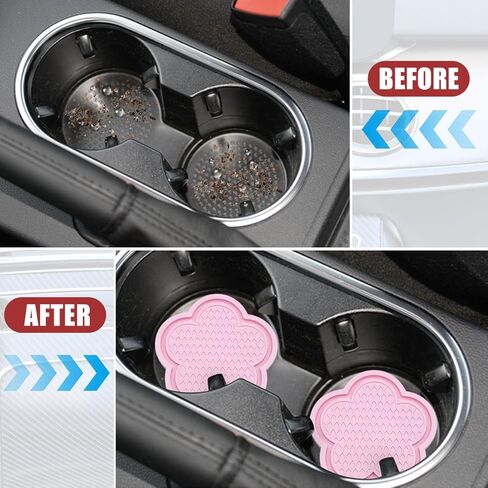 4PCS Car Cup Holder Coaster, Cute Flower Shaped PVC Anti-Slip Vehicle Water Bottle Holder Mat, Blossom Auto Insert Drink Pad for Women Girls, Universal for Most Vehicle (Pink) in Saudi Arabia