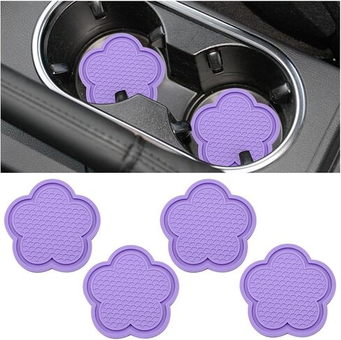 4PCS Car Cup Holder Coaster, Cute Flower Shaped PVC Anti-Slip Vehicle Water Bottle Holder Mat, Blossom Auto Insert Drink Pad for Women Girls, Universal for Most Vehicle (Pink) in Saudi Arabia