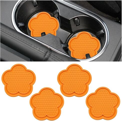4PCS Car Cup Holder Coaster, Cute Flower Shaped PVC Anti-Slip Vehicle Water Bottle Holder Mat, Blossom Auto Insert Drink Pad for Women Girls, Universal for Most Vehicle (Pink) in Saudi Arabia