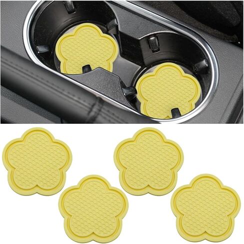 4PCS Car Cup Holder Coaster, Cute Flower Shaped PVC Anti-Slip Vehicle Water Bottle Holder Mat, Blossom Auto Insert Drink Pad for Women Girls, Universal for Most Vehicle (Pink) in Saudi Arabia