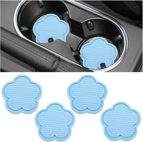 4PCS Car Cup Holder Coaster, Cute Flower Shaped PVC Anti-Slip Vehicle Water Bottle Holder Mat, Blossom Auto Insert Drink Pad for Women Girls, Universal for Most Vehicle (Pink) in Saudi Arabia