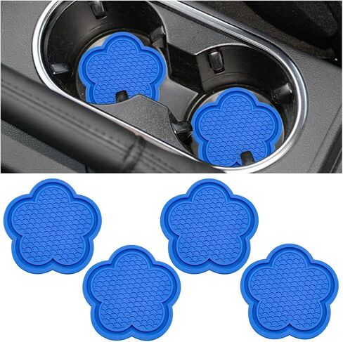 4PCS Car Cup Holder Coaster, Cute Flower Shaped PVC Anti-Slip Vehicle Water Bottle Holder Mat, Blossom Auto Insert Drink Pad for Women Girls, Universal for Most Vehicle (Pink) in Saudi Arabia