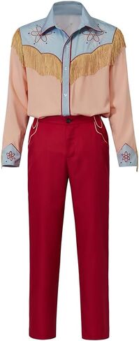 RocailleCos Marty McFly Cosplay Costume Men's Cowboy Shirt Red Pants Outfits Suit Adult Halloween Outfit in Saudi Arabia