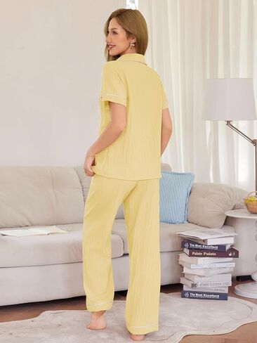 Women's Christmas Pajamas Set Teddy Bear Green Sleepwear Long Pants in Saudi Arabia