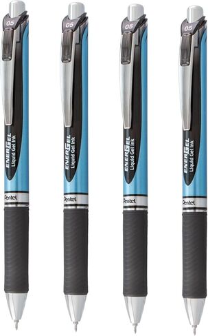 أقلام جل سائلة Pentel EnerGel RTX، رأس إبرة، رفيع (0.5 مم)، حبر أسود، 4 عبوات (BLN75PF4A) in Kuwait