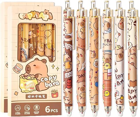 12-Pack Cute Erasable Pens, 0.5mm Fine Tip Blue Ink Retractable Pen, Adorable Capybara Stationery Set, Ideal for Office, School, Women and Men (Blue Ink - Capybara) in Saudi Arabia