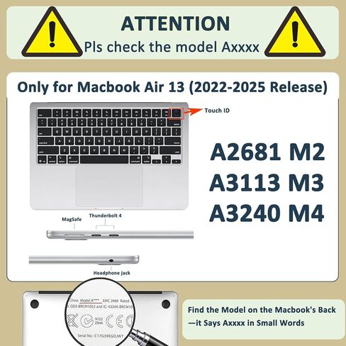 Compatible with MacBook Air M4 M3 M2 13 inch Case 2025 2024 2023 2022 Version A3240 A3113 A2681,Unique Pattern Plastic Hard Shell for MacBook Air 13.6 Case,Bright Moon in Kuwait