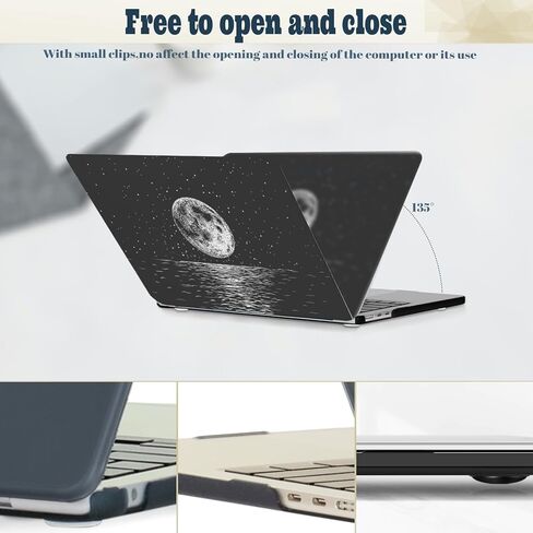 Compatible with MacBook Air M4 M3 M2 13 inch Case 2025 2024 2023 2022 Version A3240 A3113 A2681,Unique Pattern Plastic Hard Shell for MacBook Air 13.6 Case,Bright Moon in Kuwait