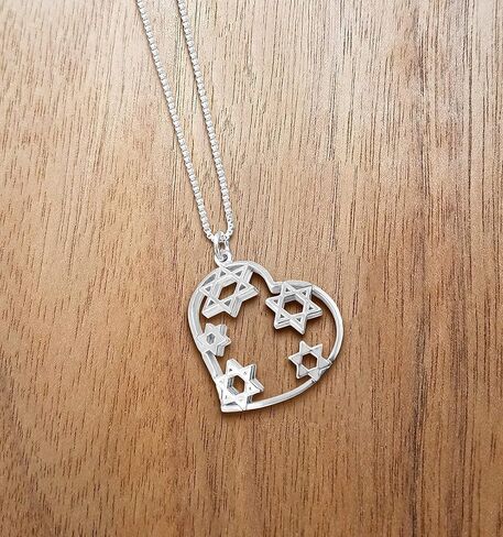 قلادة ألف بيت من باولا نجمة داود - قلادة قلب من الفضة الإسترلينية - هدية مجوهرات يهودية للنساء in Kuwait