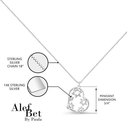 قلادة ألف بيت من باولا نجمة داود - قلادة قلب من الفضة الإسترلينية - هدية مجوهرات يهودية للنساء in Kuwait