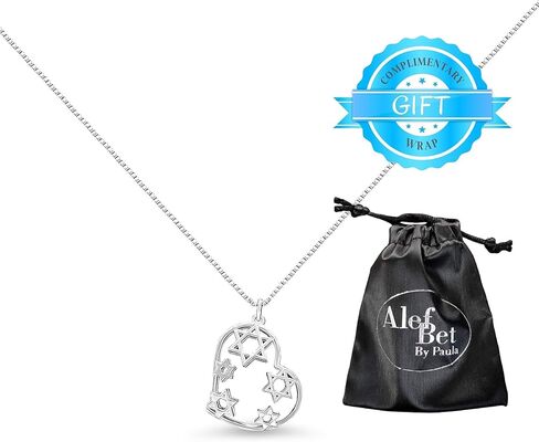 قلادة ألف بيت من باولا نجمة داود - قلادة قلب من الفضة الإسترلينية - هدية مجوهرات يهودية للنساء in Kuwait