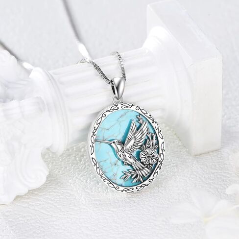 Genuine Turquoise Hummingbird Necklace for Women, Sterling Silver Native American Western Jewelry Birthdays in Saudi Arabia