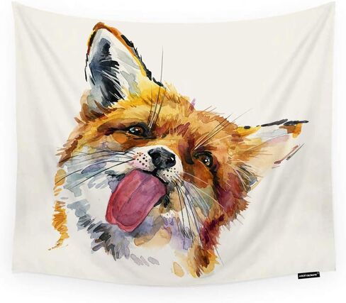 HGOD DESIGNS Fox نسيج الجدار شنقا لطيف الثعلب المائية غرفة ديكور جدار نسيج للرجال / النساء / فتاة / صبي البوليستر 60 "X51" in Kuwait
