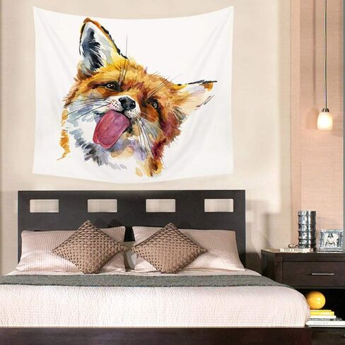 HGOD DESIGNS Fox نسيج الجدار شنقا لطيف الثعلب المائية غرفة ديكور جدار نسيج للرجال / النساء / فتاة / صبي البوليستر 60 "X51" in Kuwait