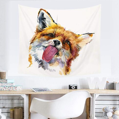 HGOD DESIGNS Fox نسيج الجدار شنقا لطيف الثعلب المائية غرفة ديكور جدار نسيج للرجال / النساء / فتاة / صبي البوليستر 60 "X51" in Kuwait