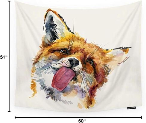 HGOD DESIGNS Fox نسيج الجدار شنقا لطيف الثعلب المائية غرفة ديكور جدار نسيج للرجال / النساء / فتاة / صبي البوليستر 60 "X51" in Kuwait