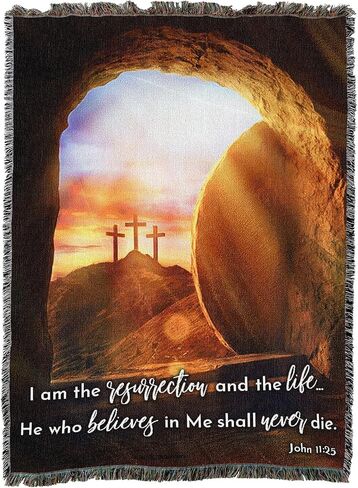Pure Country Weavers I Am The Resurrected Blanket - Religious Gift Tapestry Throw Woven from Cotton - Made in The USA (72x54) in Saudi Arabia