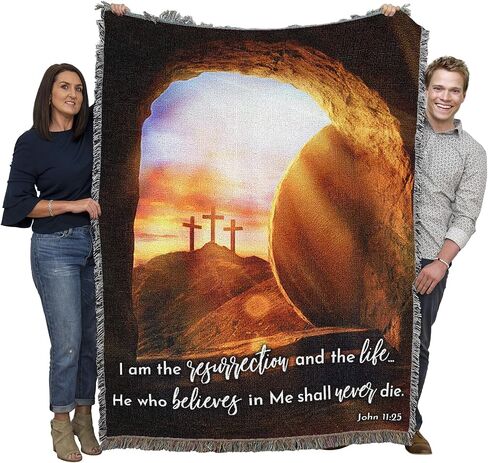 Pure Country Weavers I Am The Resurrected Blanket - Religious Gift Tapestry Throw Woven from Cotton - Made in The USA (72x54) in Saudi Arabia