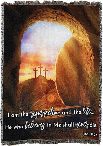 Pure Country Weavers I Am The Resurrected Blanket - Religious Gift Tapestry Throw Woven from Cotton - Made in The USA (72x54) in Saudi Arabia