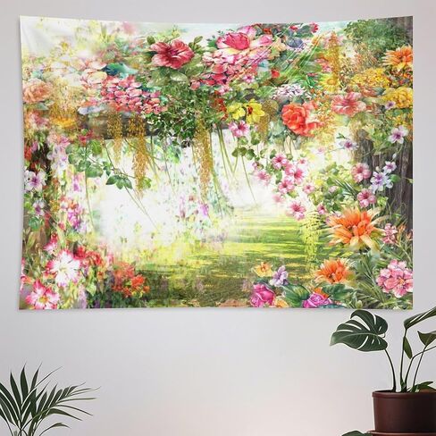 ZhiRain Vintage Floral Tapestry Wall Hanging Spring Rustic Flowers Print Pattern Watercolor Painting Theme Tapestries Home Decor for Living Room Bedroom Apartment Farmhouse Dorm 30"x40" in Saudi Arabia