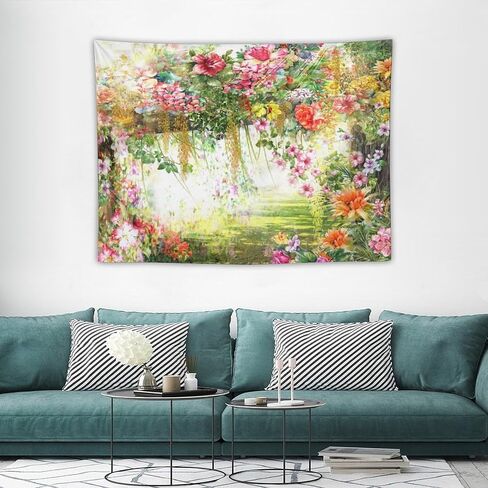 ZhiRain Vintage Floral Tapestry Wall Hanging Spring Rustic Flowers Print Pattern Watercolor Painting Theme Tapestries Home Decor for Living Room Bedroom Apartment Farmhouse Dorm 30"x40" in Saudi Arabia