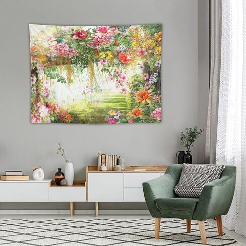 ZhiRain Vintage Floral Tapestry Wall Hanging Spring Rustic Flowers Print Pattern Watercolor Painting Theme Tapestries Home Decor for Living Room Bedroom Apartment Farmhouse Dorm 30"x40" in Saudi Arabia