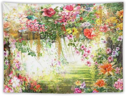 ZhiRain Vintage Floral Tapestry Wall Hanging Spring Rustic Flowers Print Pattern Watercolor Painting Theme Tapestries Home Decor for Living Room Bedroom Apartment Farmhouse Dorm 30"x40" in Saudi Arabia