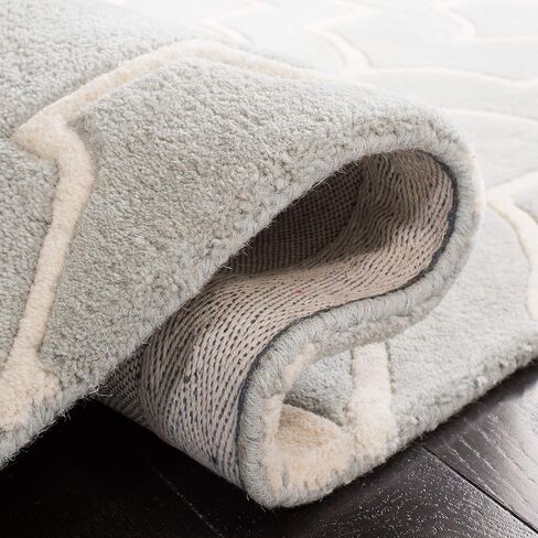SAFAVIEH Chatham Collection 2'3" x 9' Grey/Ivory CHT736E Handmade Geometric Premium Wool Runner Rug in Saudi Arabia