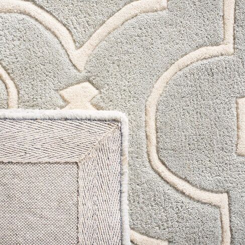 SAFAVIEH Chatham Collection 2'3" x 9' Grey/Ivory CHT736E Handmade Geometric Premium Wool Runner Rug in Saudi Arabia