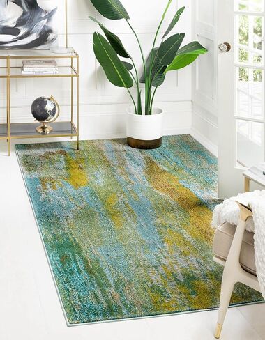 Rugs.com Sevilla Collection Rug – 10 Ft Runner Turquoise Medium Rug Perfect for Hallways, Entryways in Saudi Arabia