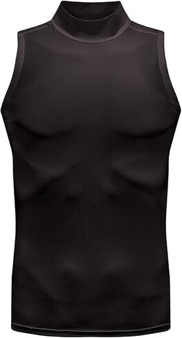 Mock Turtleneck Tank Top Men Slim Fit Sleeveless Muscle Shirts Summer Basic Pullover Undershirts Workout Gym Vest Top in Saudi Arabia