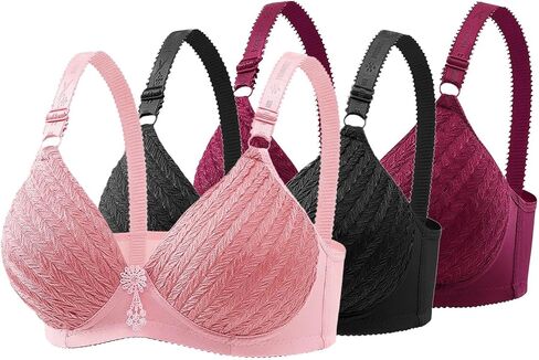 Wireless Bra for Women No Underwire Seamless Push Up Padded Bralette Adjustable Straps Comfort Bras 3 Pack Set in Kuwait