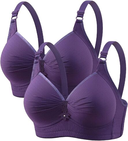 Ruziyoog Push Up Bralette for Women Wireless Padded Full Coverage Bras Adjustable Straps T-Shirt Bra Everyday Bra in Kuwait