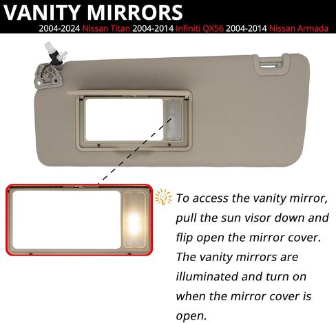 Sun Visor Fits for Nissan Titan 2016-2024 Left Driver Side Replaces 96401-EZ70B Beige in Saudi Arabia