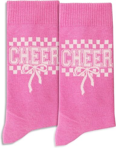 Grace Yonks Pink Cheer Socks - Cute Bow Cheer Gifts for Girls(049) in Saudi Arabia