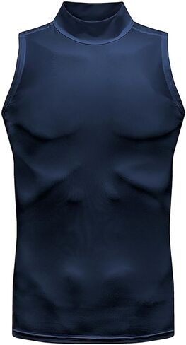 Mock Turtleneck Tank Top Men Slim Fit Sleeveless Muscle Shirts Summer Basic Pullover Undershirts Workout Gym Vest Top in Saudi Arabia