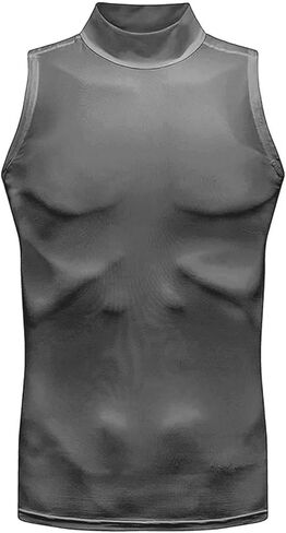 Mock Turtleneck Tank Top Men Slim Fit Sleeveless Muscle Shirts Summer Basic Pullover Undershirts Workout Gym Vest Top in Saudi Arabia