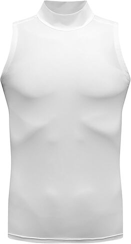 Mock Turtleneck Tank Top Men Slim Fit Sleeveless Muscle Shirts Summer Basic Pullover Undershirts Workout Gym Vest Top in Saudi Arabia