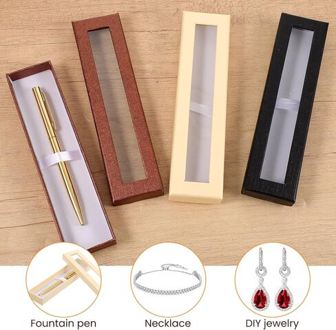 36 Pcs Empty Pen Gift Boxes, Bulk Jewelry Display Case with Clear Lid for Business Souvenir Office Supplies Gift Packaging, Black Yellow Bronze in Kuwait