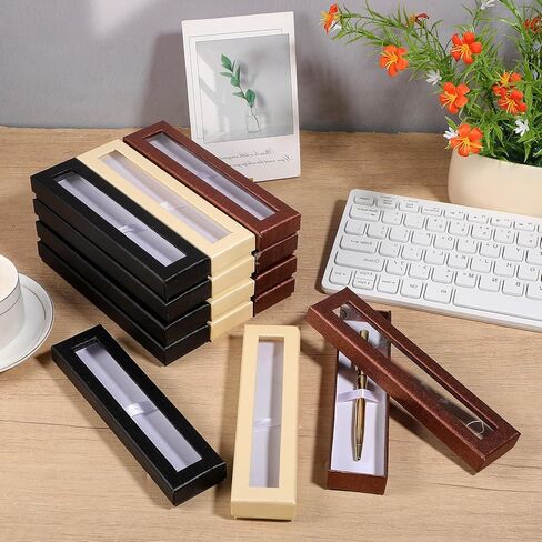 36 Pcs Empty Pen Gift Boxes, Bulk Jewelry Display Case with Clear Lid for Business Souvenir Office Supplies Gift Packaging, Black Yellow Bronze in Kuwait