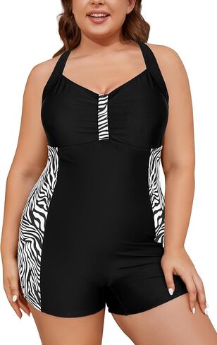 SHEKINI Women's Plus Size One Piece Swimsuit Tummy Control Bathing Suit Boyleg Plus Size One Piece Swimwear in Saudi Arabia